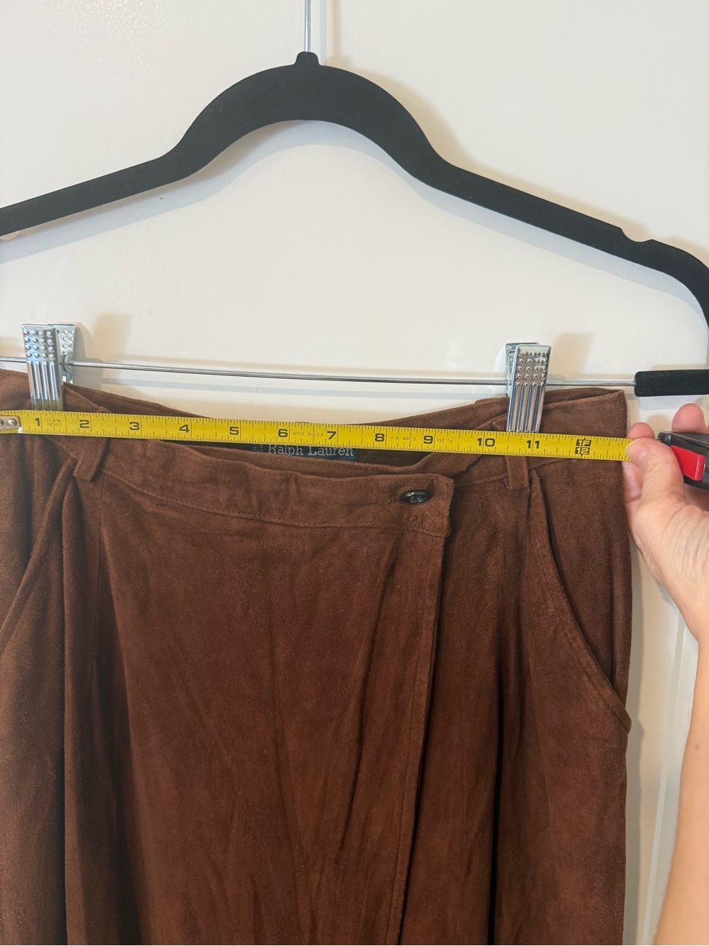 Vintage 80’s Ralph Lauren Classic Brown Suede Midi Skirt - Picture 5 of 7